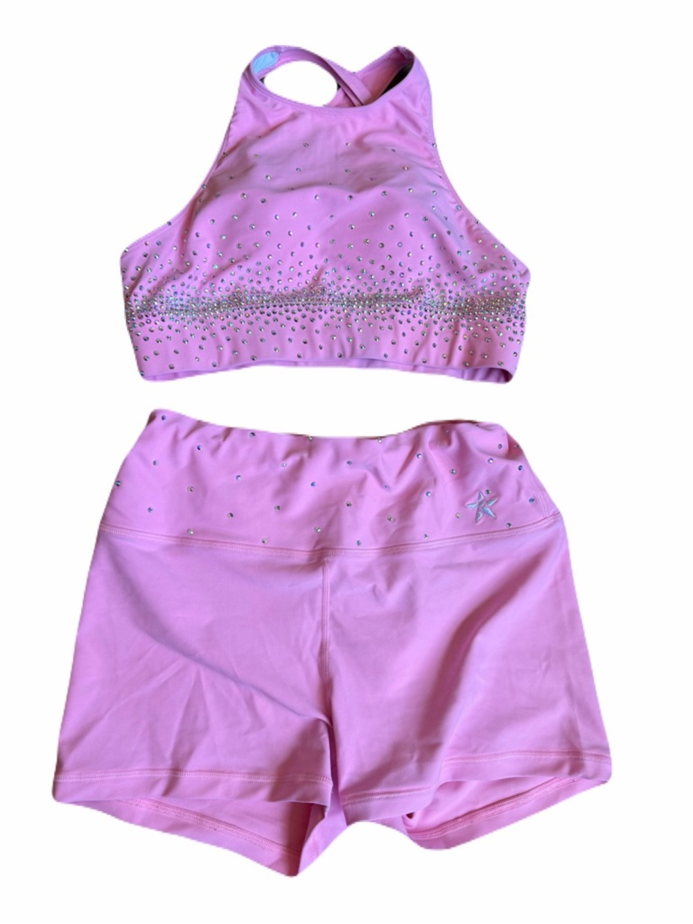 Rebel Athletic Orchid Pink Crystal Set - Adult Medium (AM) Short & Sports Bra